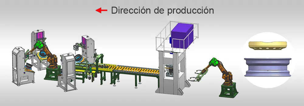 Línea de ensamblaje de discos y aros de acero automática